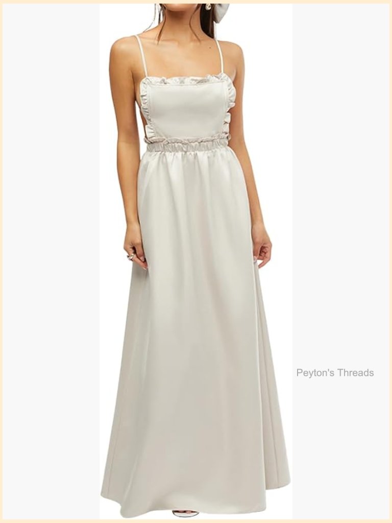 Ruffle Bib Maxi Dress With Bib Front Coverage